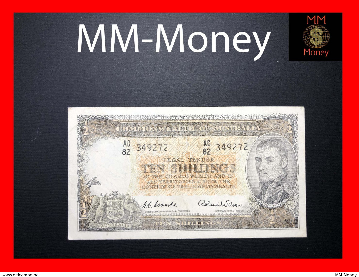 AUSTRALIA 10 Shillings 1954 "Commonwealth"  P. 29   "scarce"   Fine      [MM-Money] - 1953-60