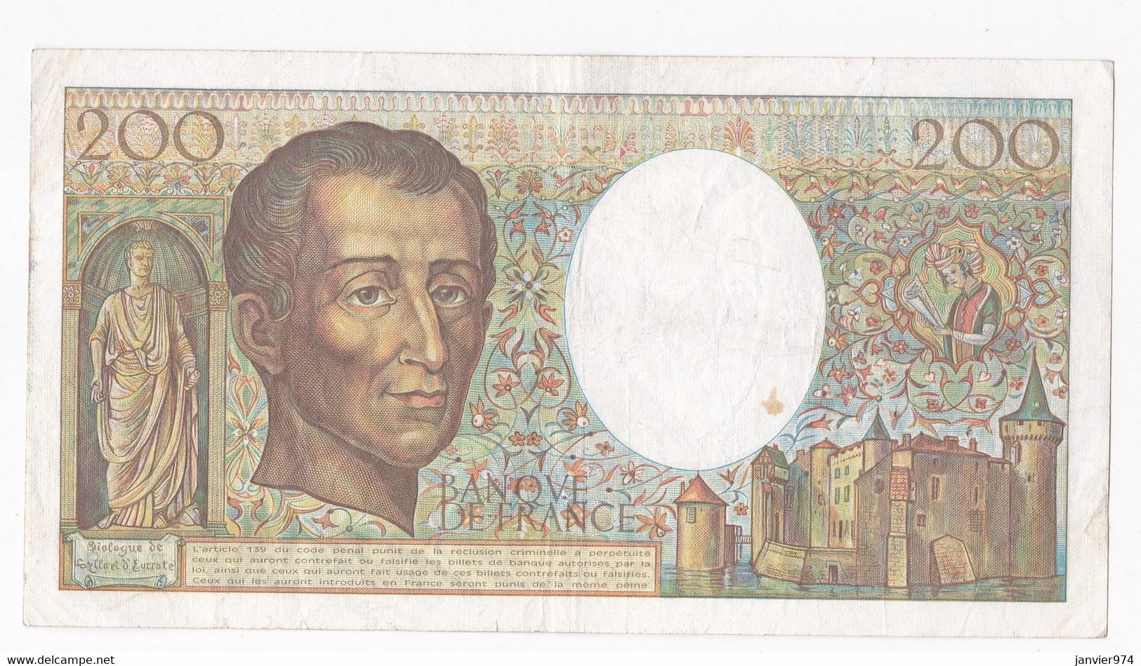 200 Francs Montesquieu 1984 Alphabet : E.025 N° 552308 - 200 F 1981-1994 ''Montesquieu''