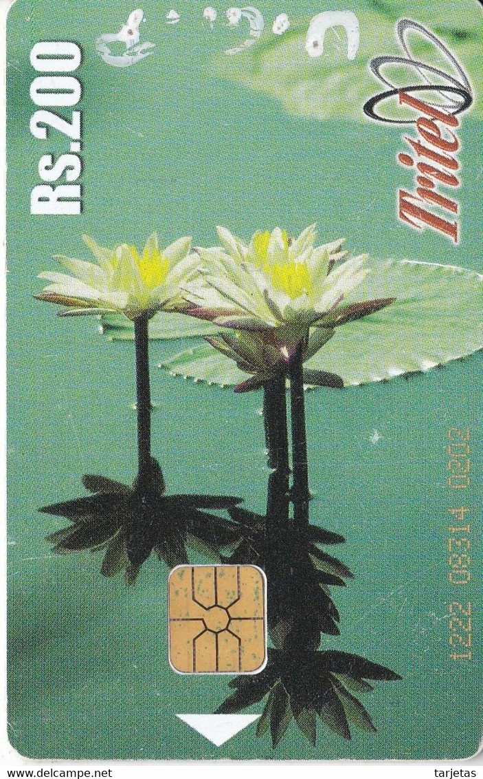 TARJETA CON CHIP DE SRY LANKA DE Rs.200 DE TRITEL DE UNA FLOR DE LOTTO (FLOWER) - Sri Lanka (Ceylon)