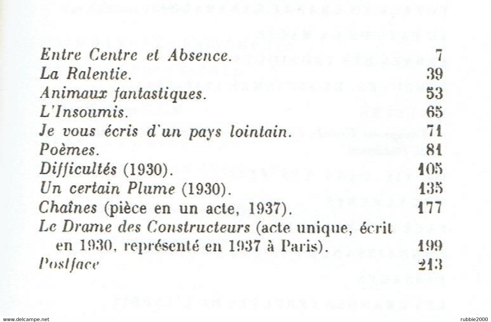 HENRI MICHAUX PLUME PRECEDE DE LOINTAIN INTERIEUR NOUVELLE EDITION REVUE ET CORRIGEE 1984 EDITIONS GALLIMARD - Autores Belgas