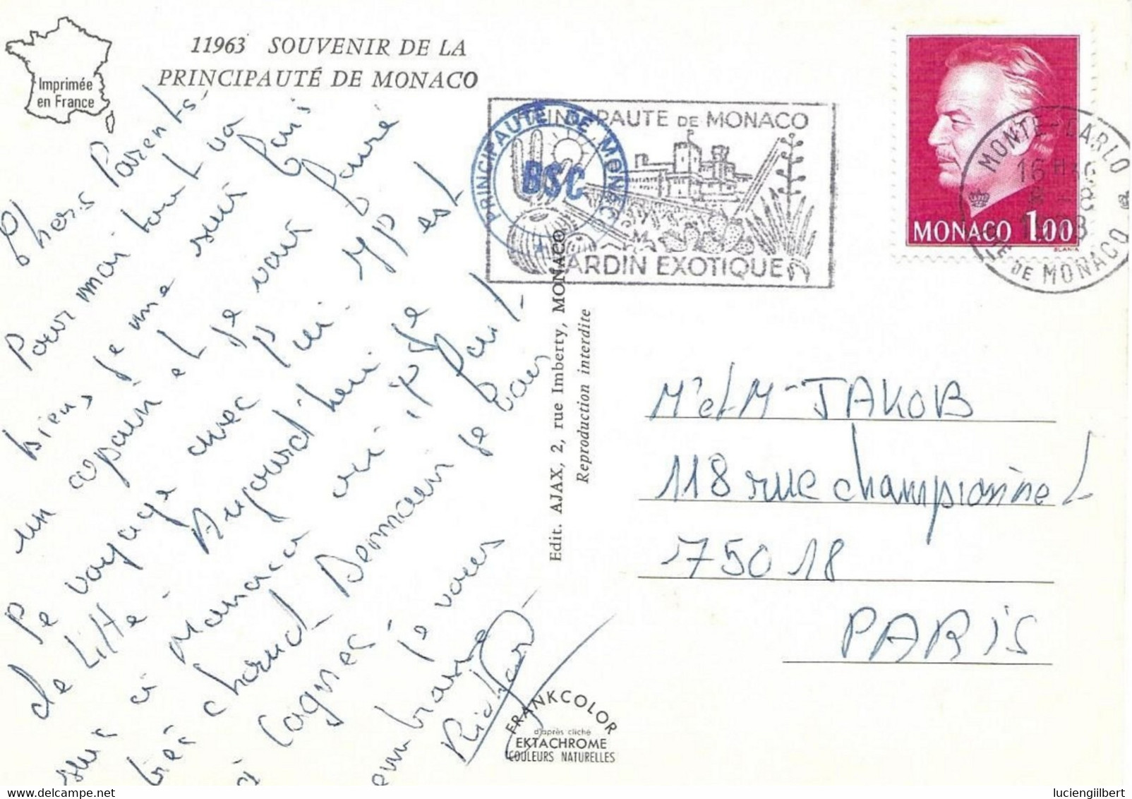 MONACO  -   TIMBRE N°1080  -   TARIF DU 2 8 76 AU 14 5 78 -  1978 - Brieven En Documenten