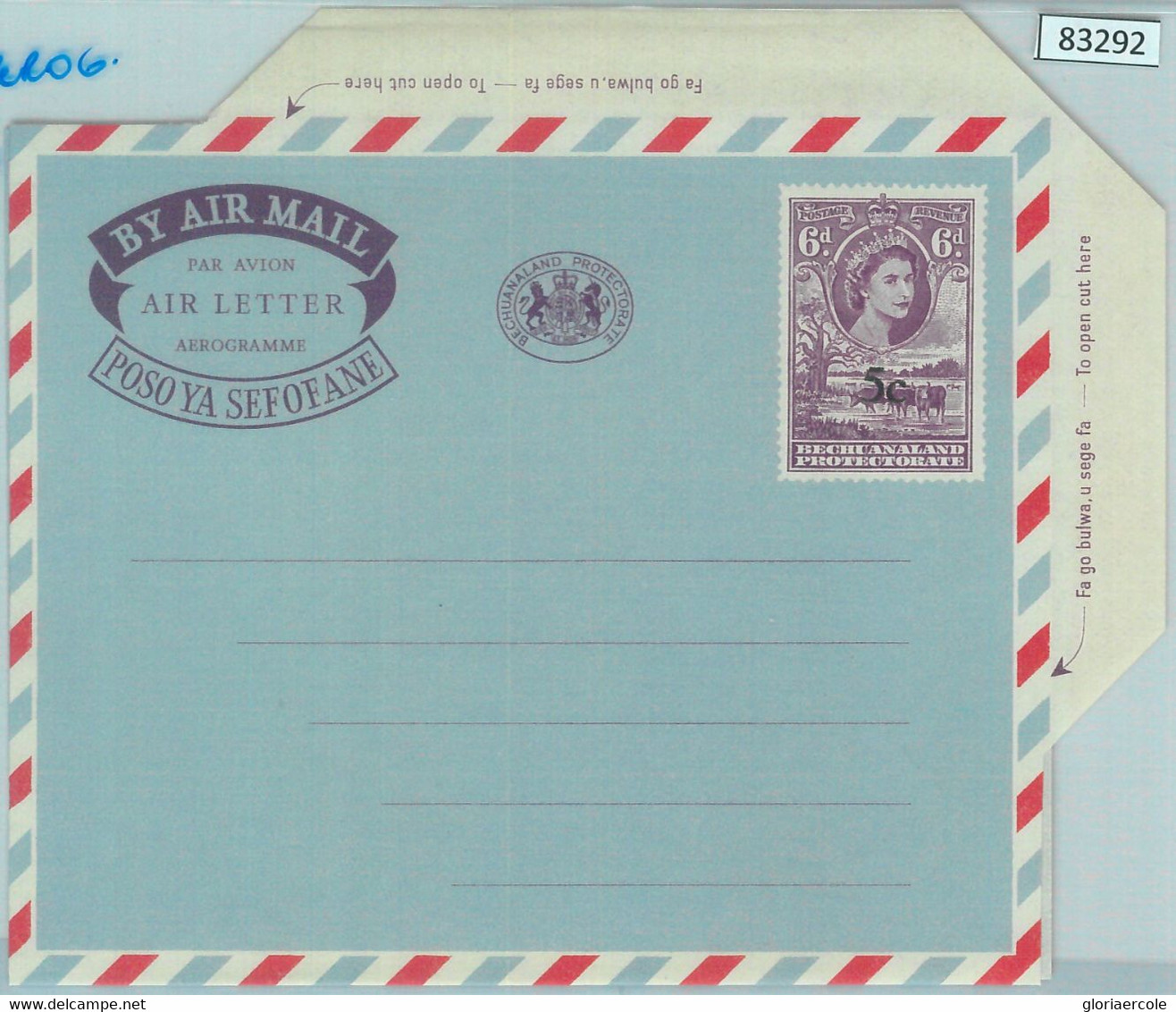 83292 -  BECHUANALAND - Postal History -  STATIONERY AIRMAIL COVER  1961 - Autres & Non Classés