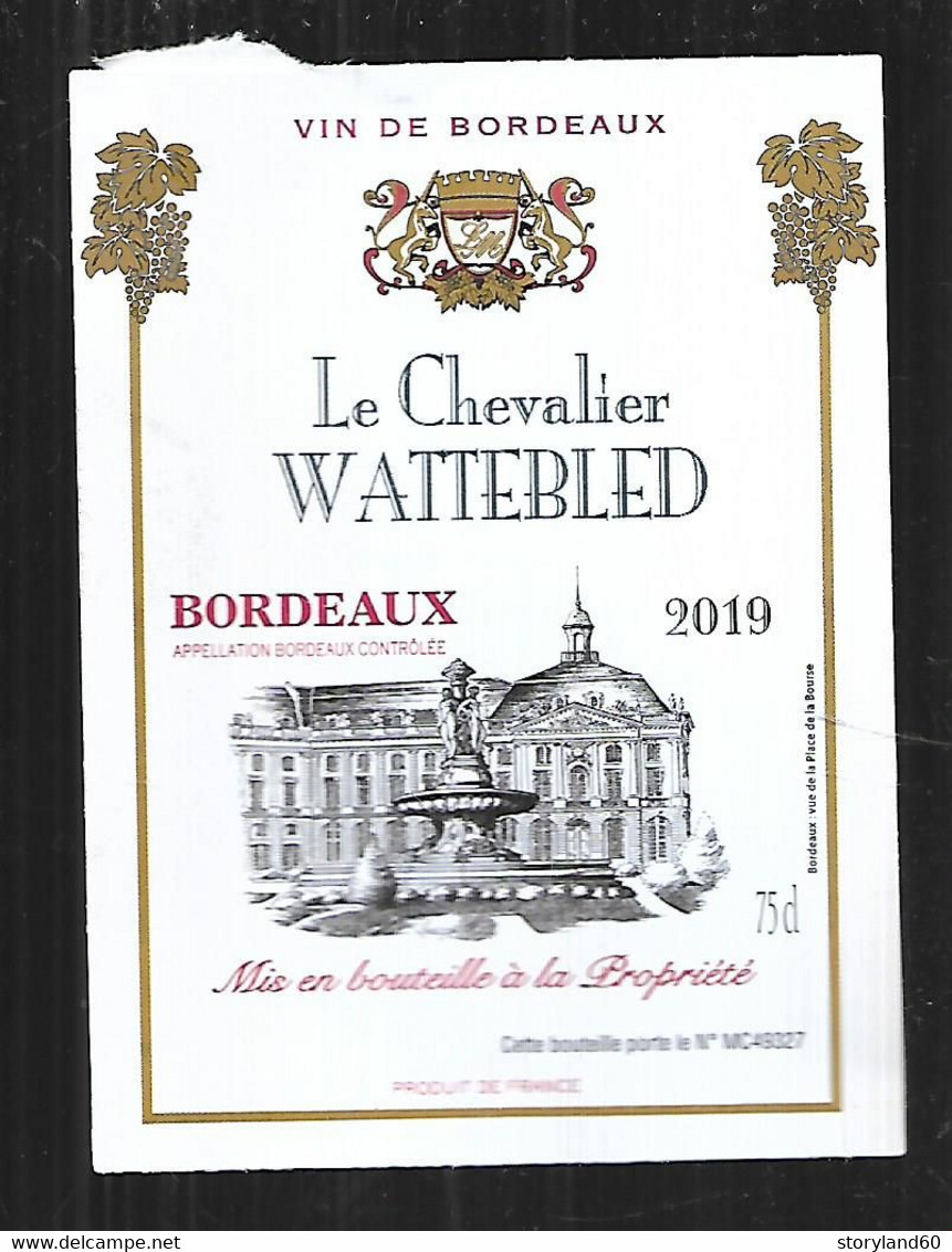 étiquette De Démo Bordeaux 2019 Le Chevalier Wattebled - Alcoli E Liquori