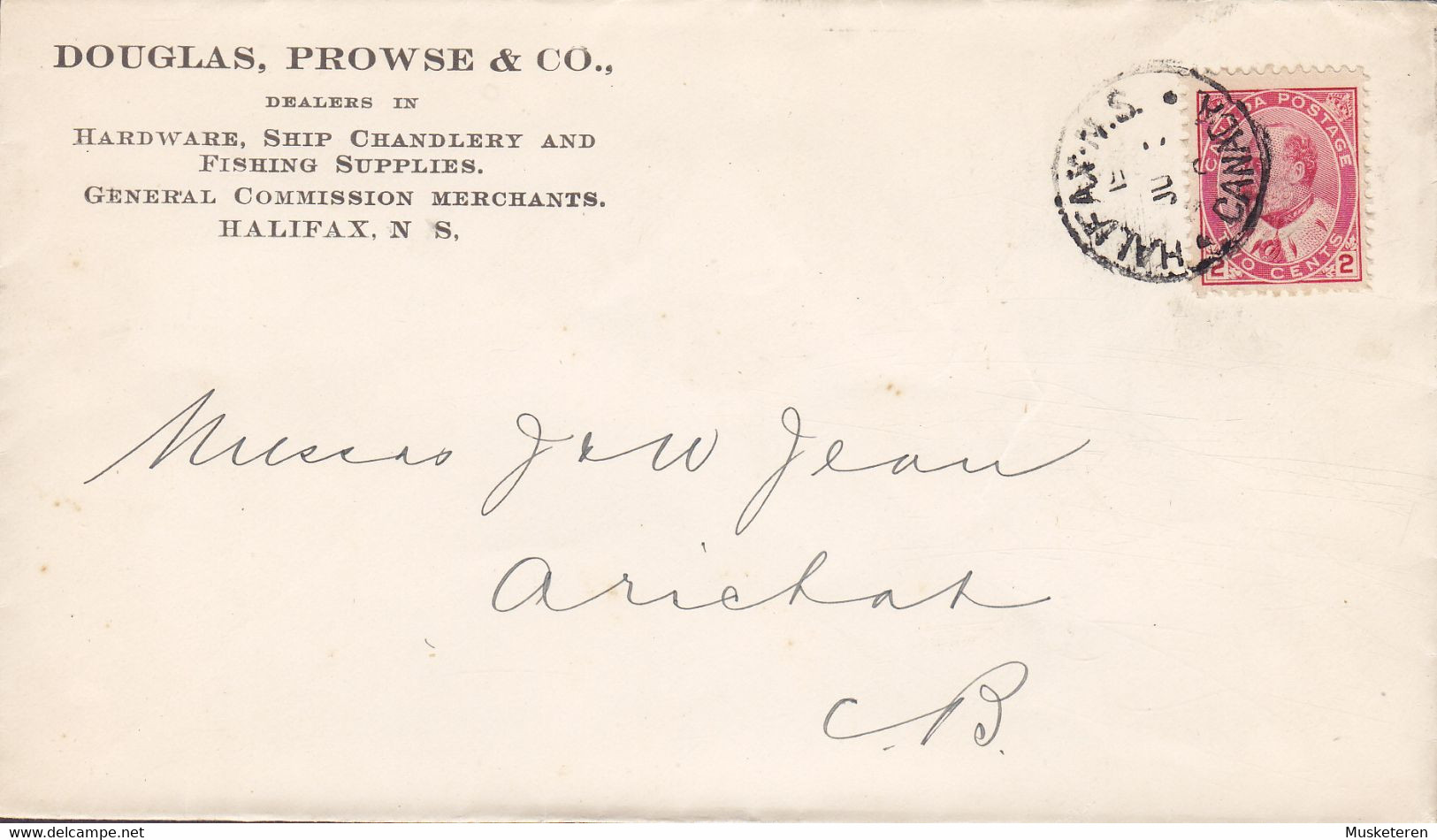 Canada DOUGLAS, PROWSE & Co., Ship Chandlery & Fishing Supplies HALIFAX (N.S.) 1905 Cover Lettre ARICHAT (Arr.) Edward - Covers & Documents