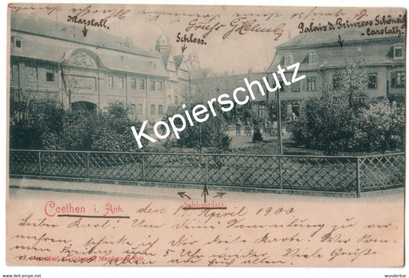 Coethen I. Anh.  1900 - Schlossplatz  (z6987) - Köthen (Anhalt)