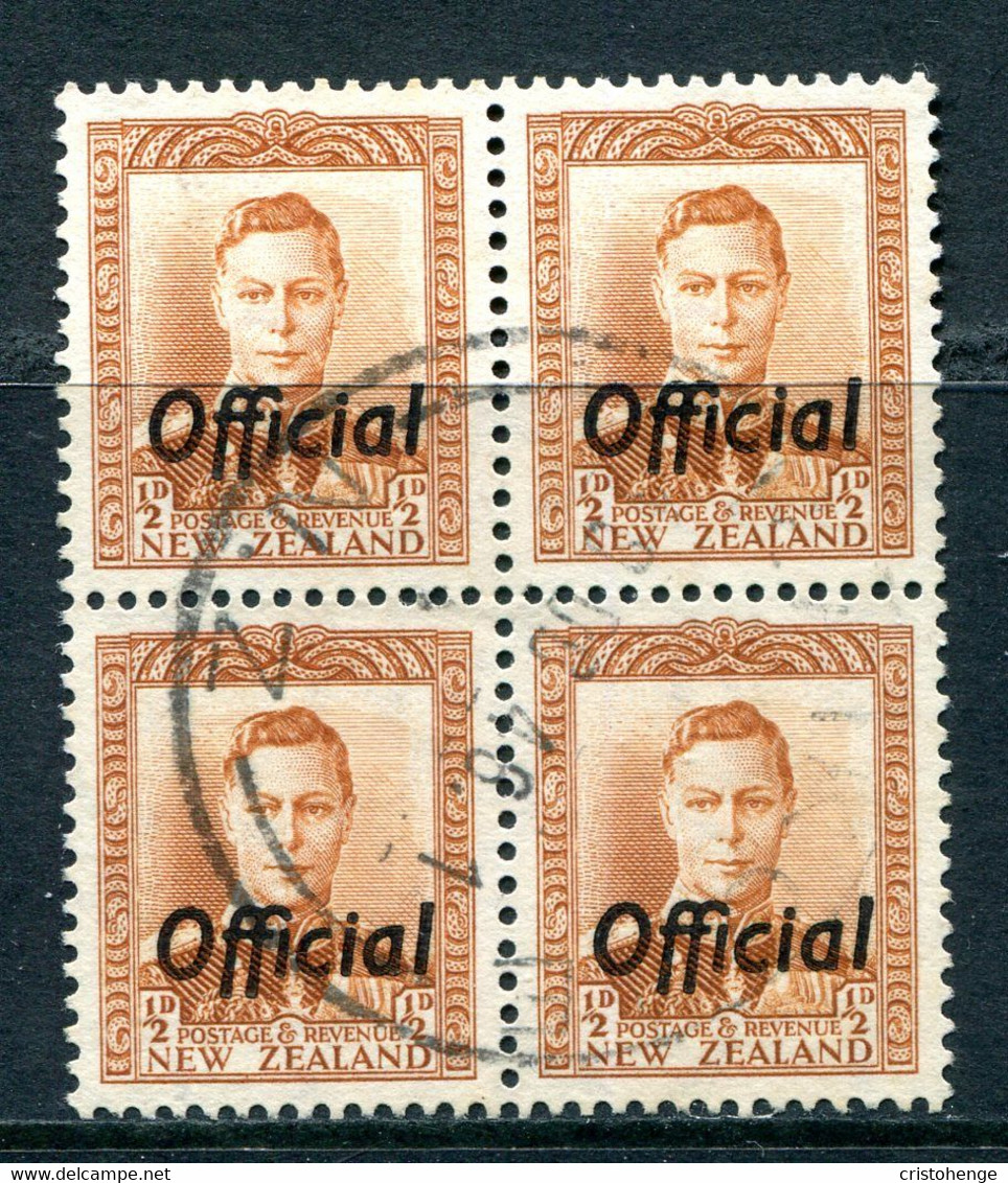 New Zealand 1938-51 Officials - KGVI - ½d Brown-orange Block Used (SG O135) - Servizio