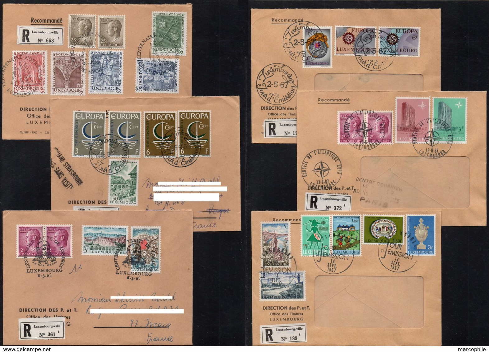 LUXEMBOURG / 1966-1969 LOT DE 12 LETTRES RECOMMANDEES POUR LA FRANCE / 2 IMAGES (ref 9200F) - Briefe U. Dokumente