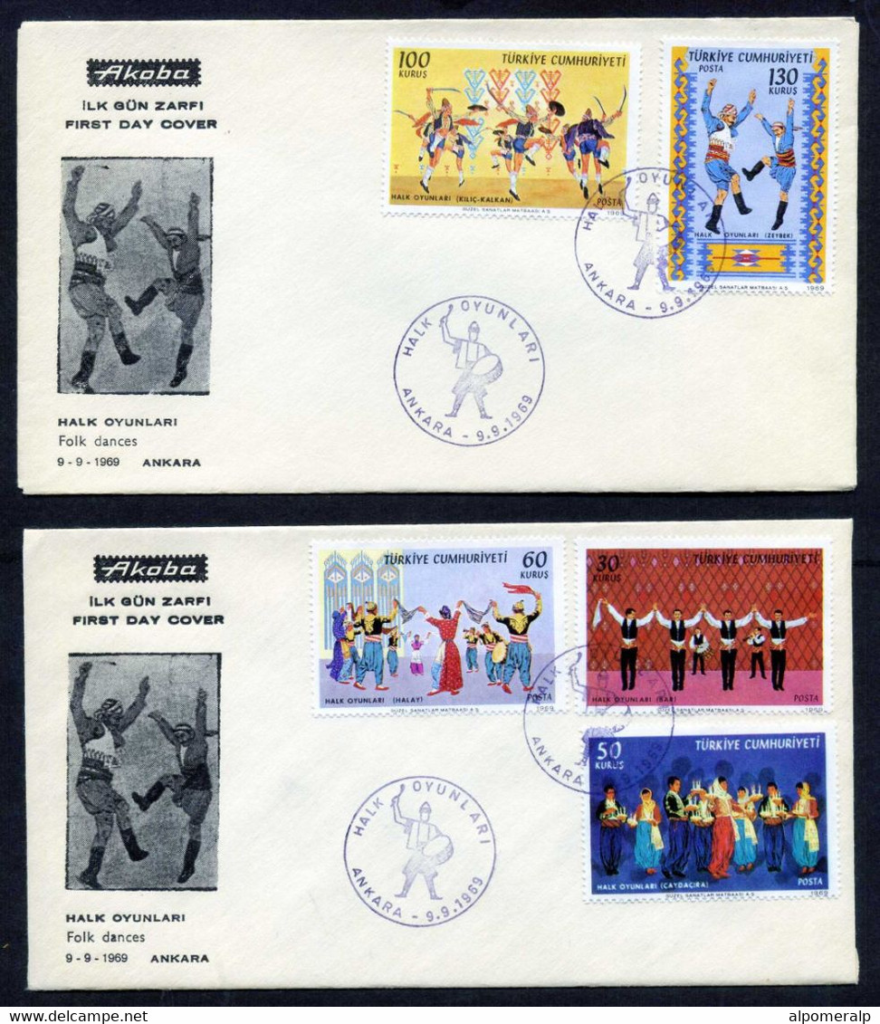 Türkiye 1969 Folk Dances, Folklore, Sword Dance Mi 2147-2151 FDC - Lettres & Documents