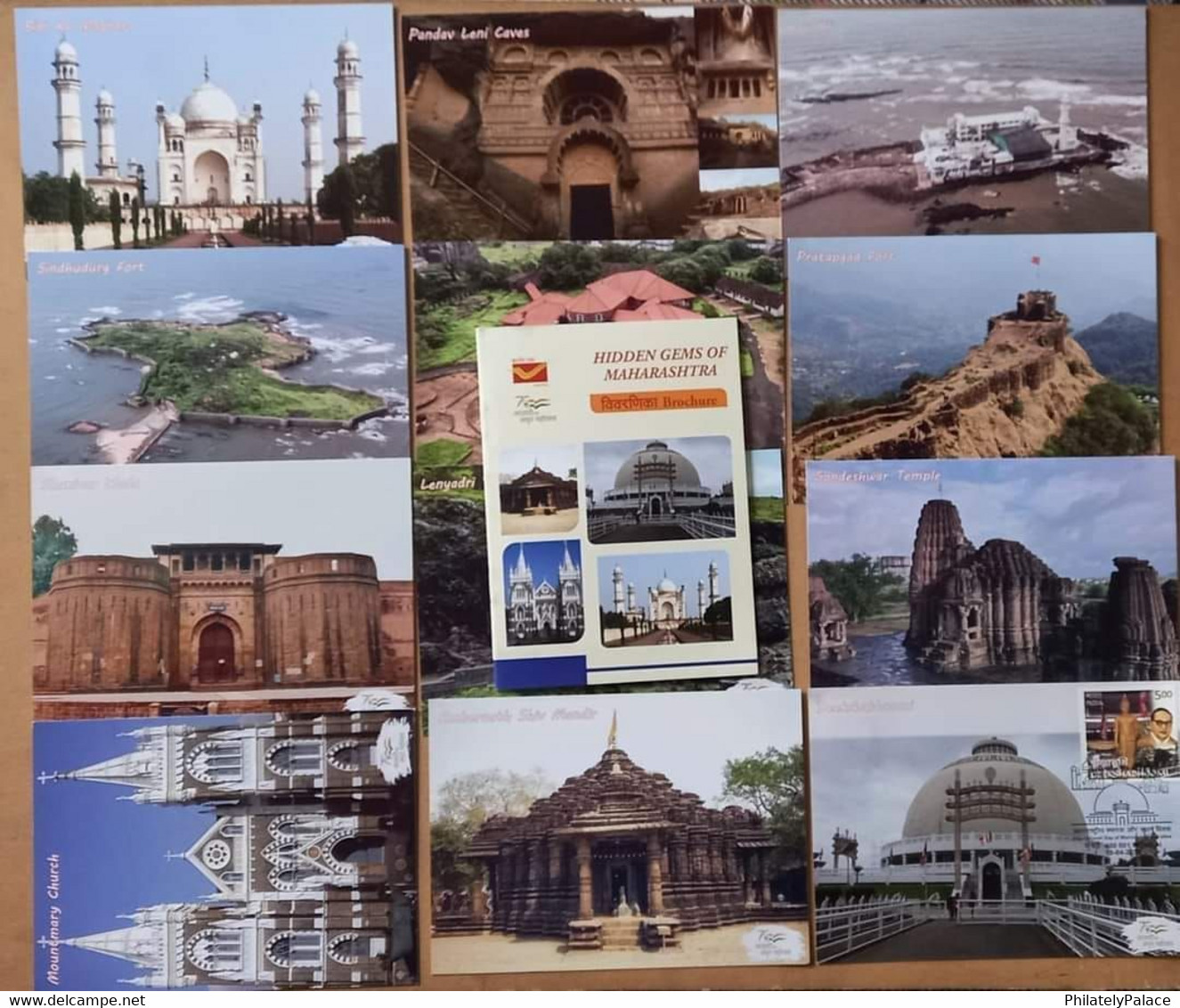 India 2022 Hidden Gem Of Maharashtra , Set Of 12 Postcards ( 1 Cancelled + 11 Mint MNH + 1 Brochure)  (**) Inde Indien - Covers & Documents