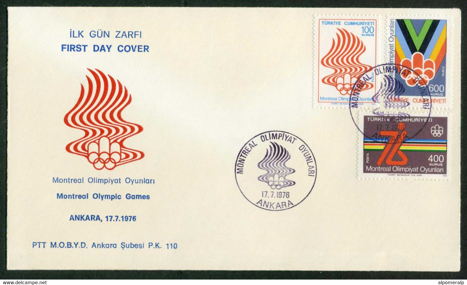 Türkiye 1976 Montreal Summer Olympic Games Mi 2398-2400 FDC - Cartas & Documentos