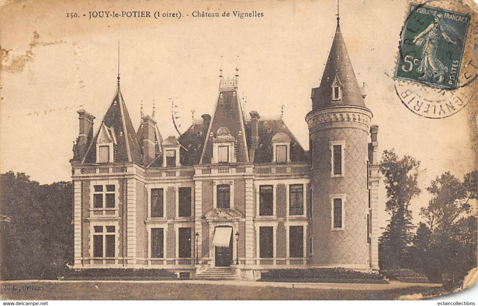 Jouy-le-Potier     45     Château De Vignelles    Pli Et Taché        (voir Scan) - Autres & Non Classés