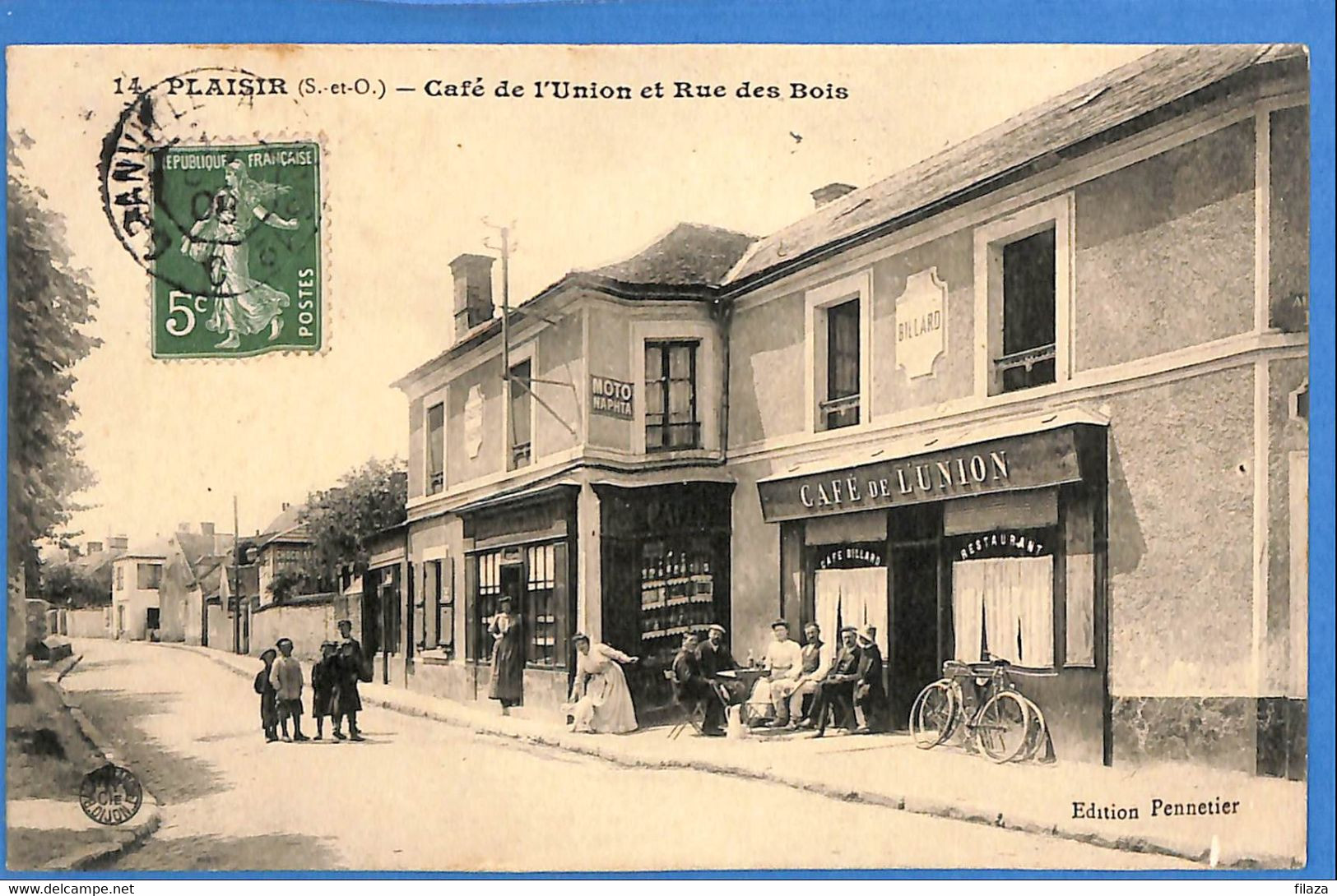 78 -  Yvelines - Plaisir - Cafe De L'Union Et Rue Des Bois (N8634) - Plaisir