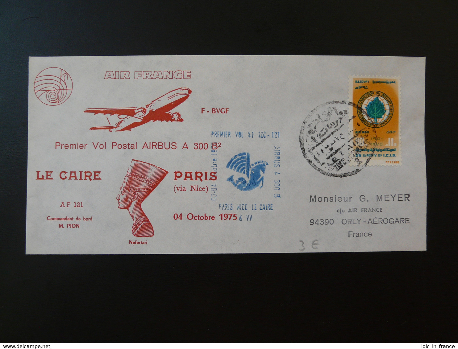 Lettre Premier Vol First Flight Cover Cairo Paris Air France 1975 (ex 2) - Briefe U. Dokumente