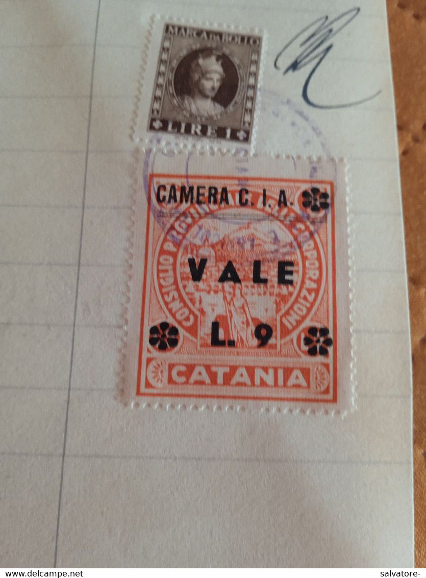 MARCA DA BOLLO CONSIGLIO PROVINCIALE DELLE CORPORAZIONI SOPRASTAMPATA CAMERA C.I.A. L.9- 1959 - Revenue Stamps