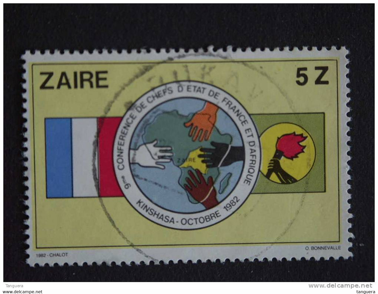 Congo Zaire 1982 Conférence Carte De L'Afrique, Drapeaux Français Et Zaïrois Kaart Vlag Yv 1096 COB 1155  O - Oblitérés