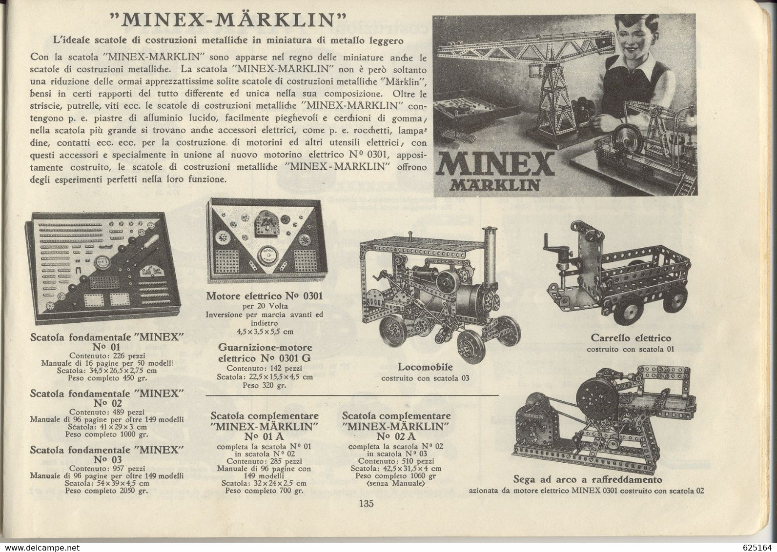 catalogue MÄRKLIN 1938  Giochi di Costruzioni (Meccano)  Elex Manuale 71a - en italien