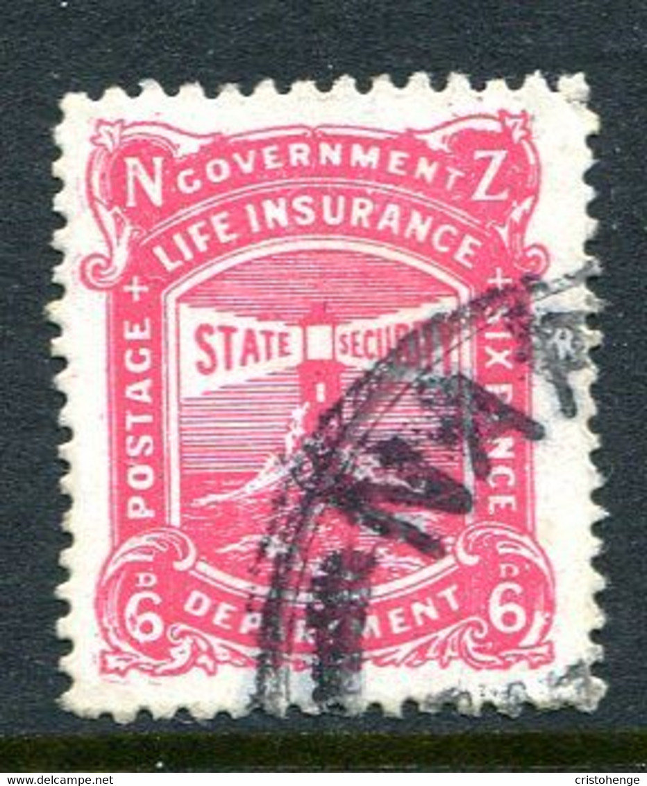 New Zealand 1913-37 Life Insurance - Lighthouse - De La Rue - P.14 X 15 - 6d Carmine-pink Used (SG L31) - Officials