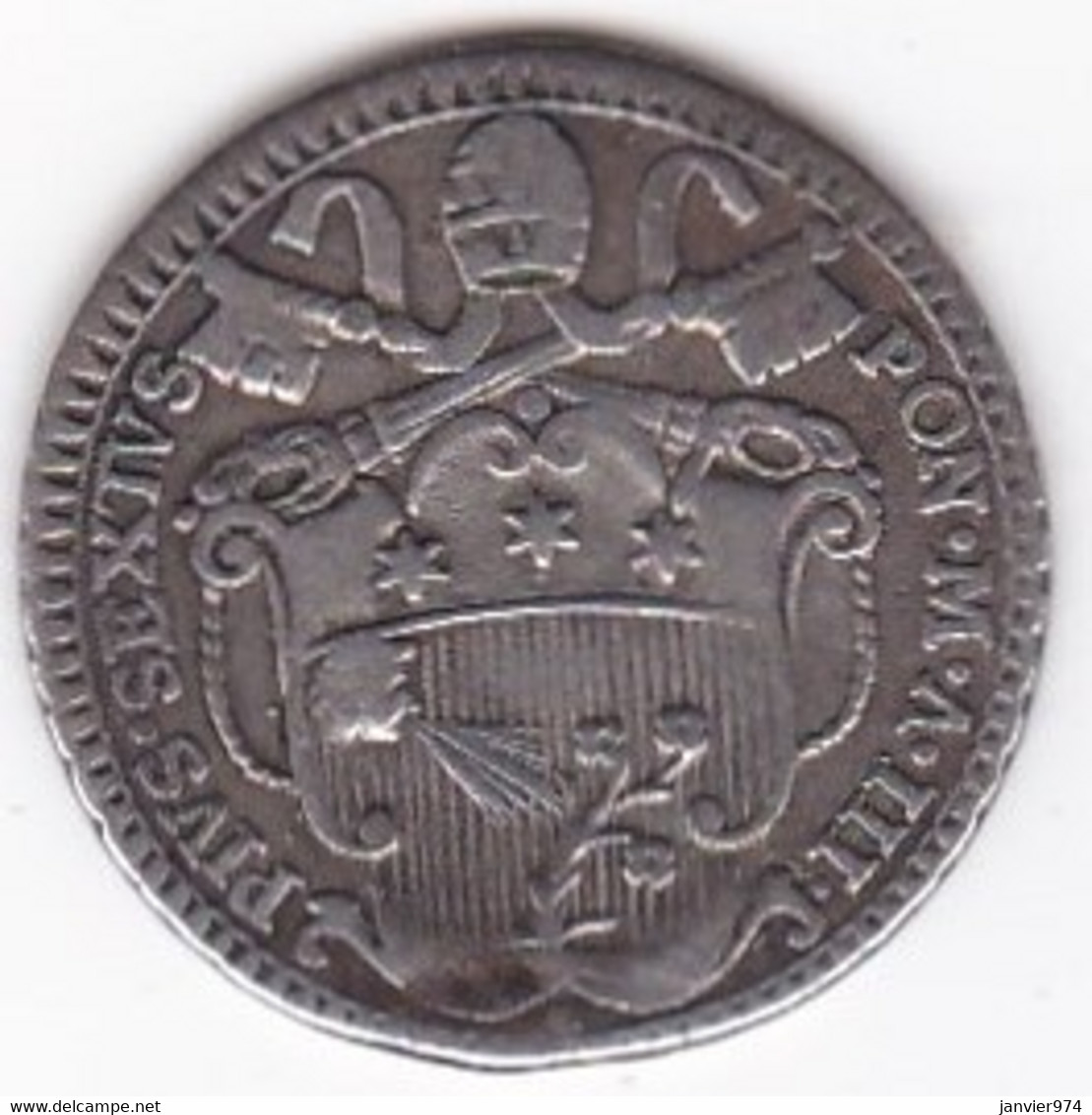 États Pontificaux , Un Carlino  1777 An III , Pie VI, En Argent ,  KM# 1212.2. SUP/XF - Autres & Non Classés