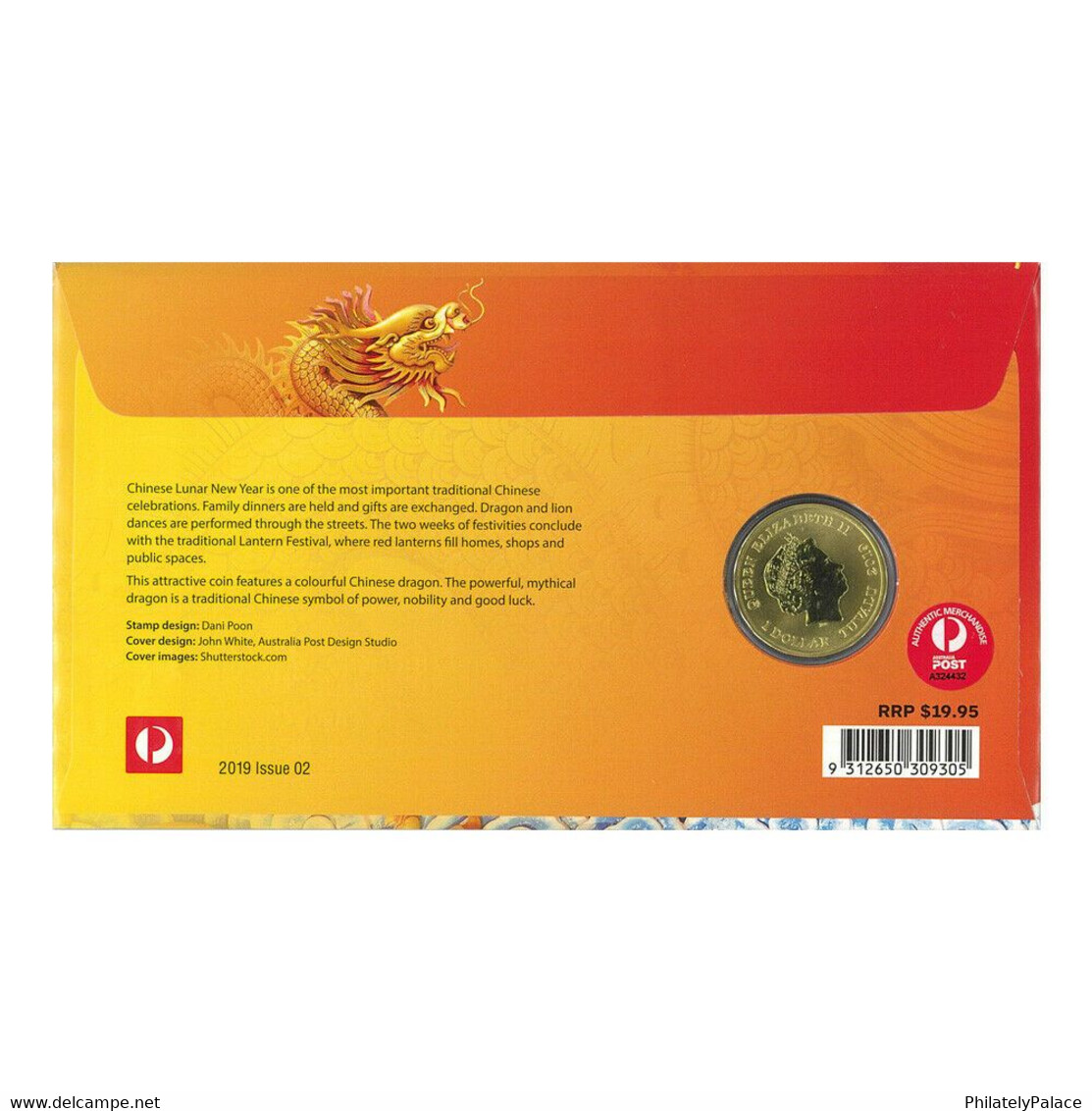 Australia 2019 Chinese New Year Pig - Dragon Stamps & $1 UNC Coin Cover - PNC (**) - Lettres & Documents