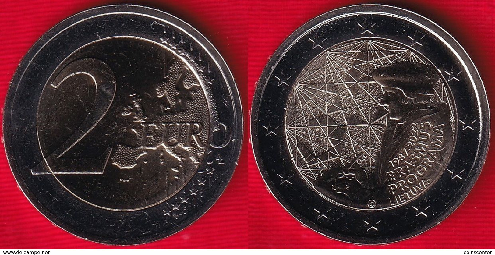 Lithuania 2 Euro 2022 "35y Erasmus Programme" BiMetallic UNC - Lithuania