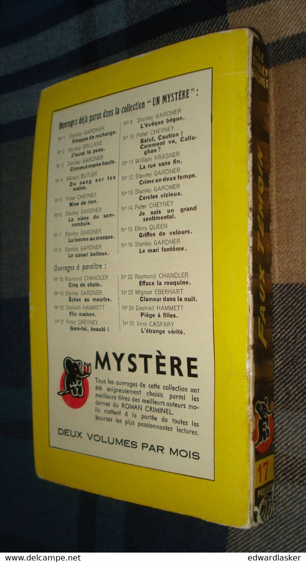 Un MYSTERE n°17 : FAUX TÉMOIN /Erle Stanley GARDNER - avril 1950