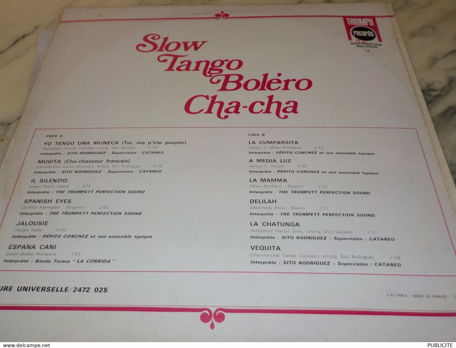 DISQUE 33 TOURS SLOW TANGO BOLERO CHA CHA - Hit-Compilations