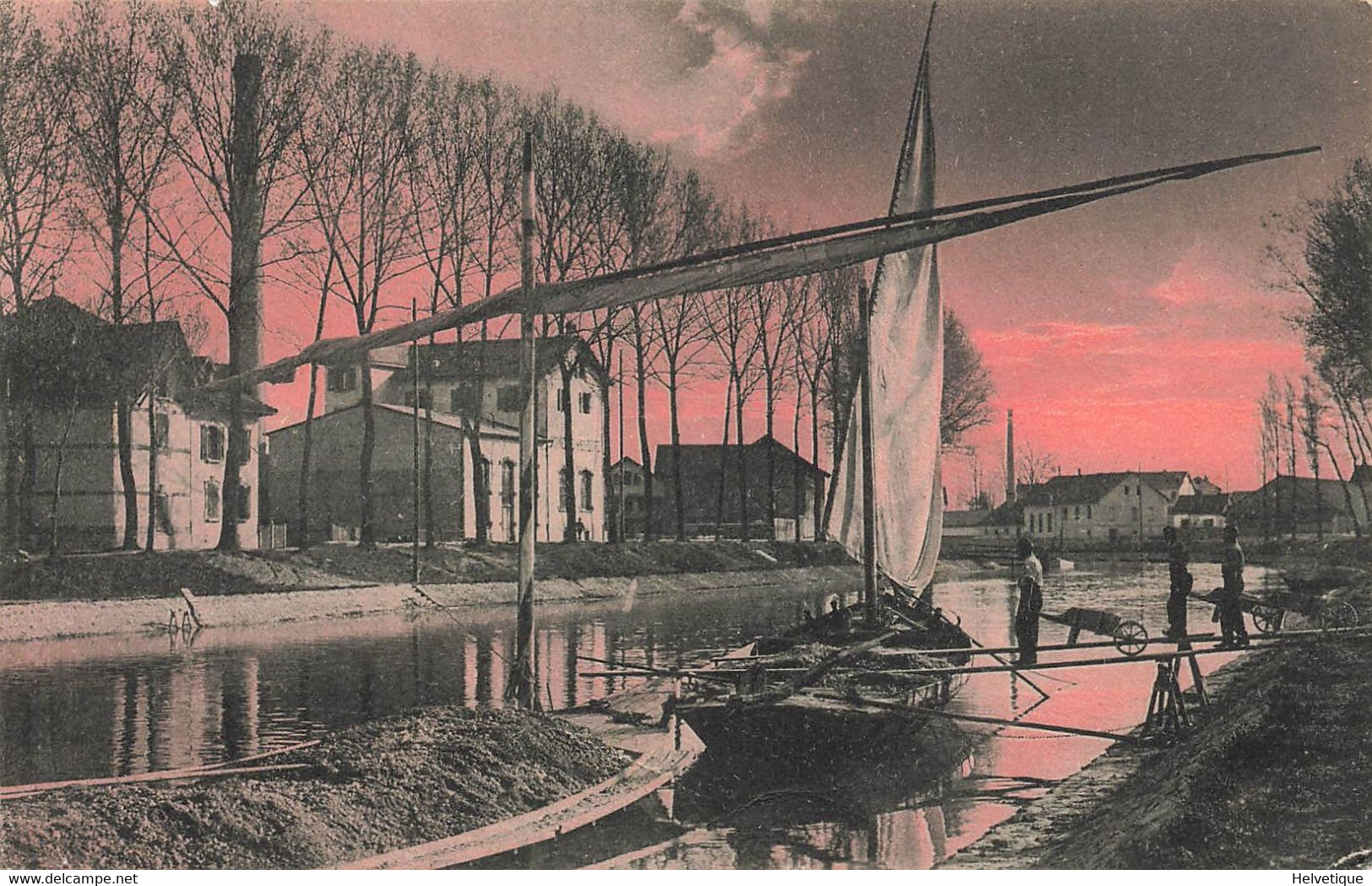 Yverdon Bord De La Thièle Barque 1911 Animée - Yverdon-les-Bains 