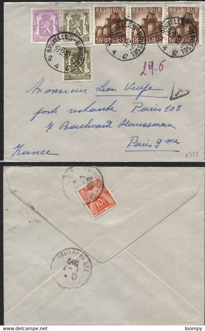 POSTE RESTANTE - TAXE FRANCE 10fr Obl. PARIS S/L Exportations N°767(3) + Divers Obl. BRUXELLES 1950 (x453) - 1948 Export