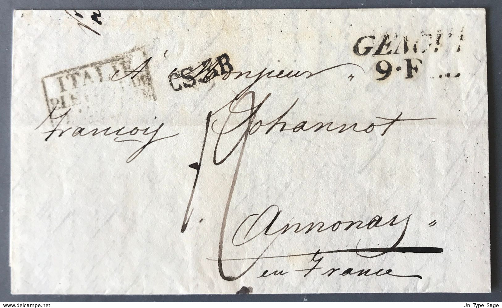 France, Griffe D'Entrée ITALIE... Sur Lettre De Gène Pour Annonay - 11.2.1829 - (N021) - Entry Postmarks