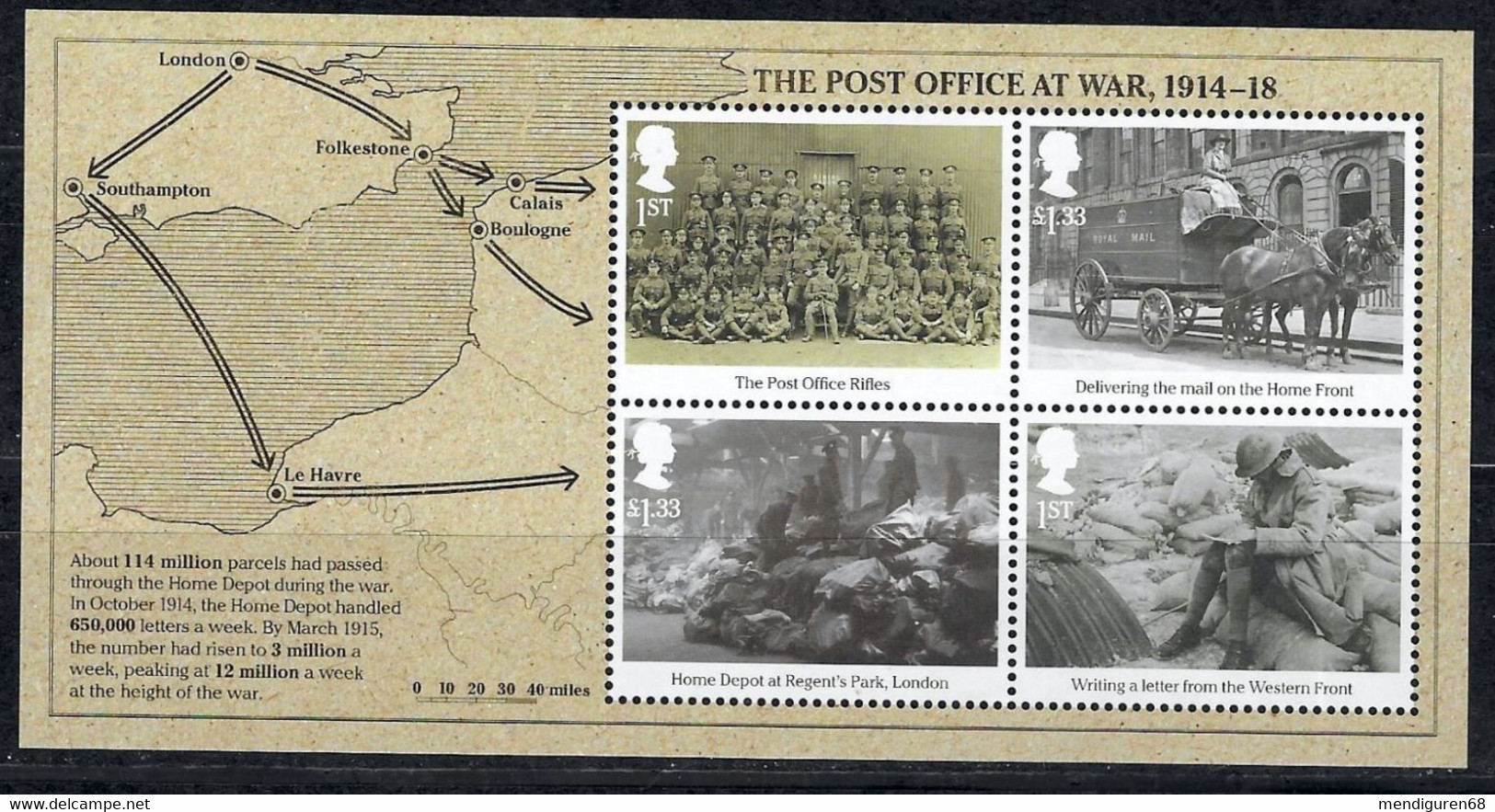 GROSSBRITANNIEN GRANDE BRETAGNE GB 2016 M/S THE GREAT WAR 1916 MNH SG MS3848 MI BL102-3899-902 YT F4311-14 - 2011-2020 Em. Décimales