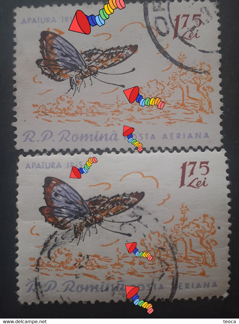 Errors Romania 1960 # Mi 1923 Printed With Move Color Butterflies  Used - Plaatfouten En Curiosa