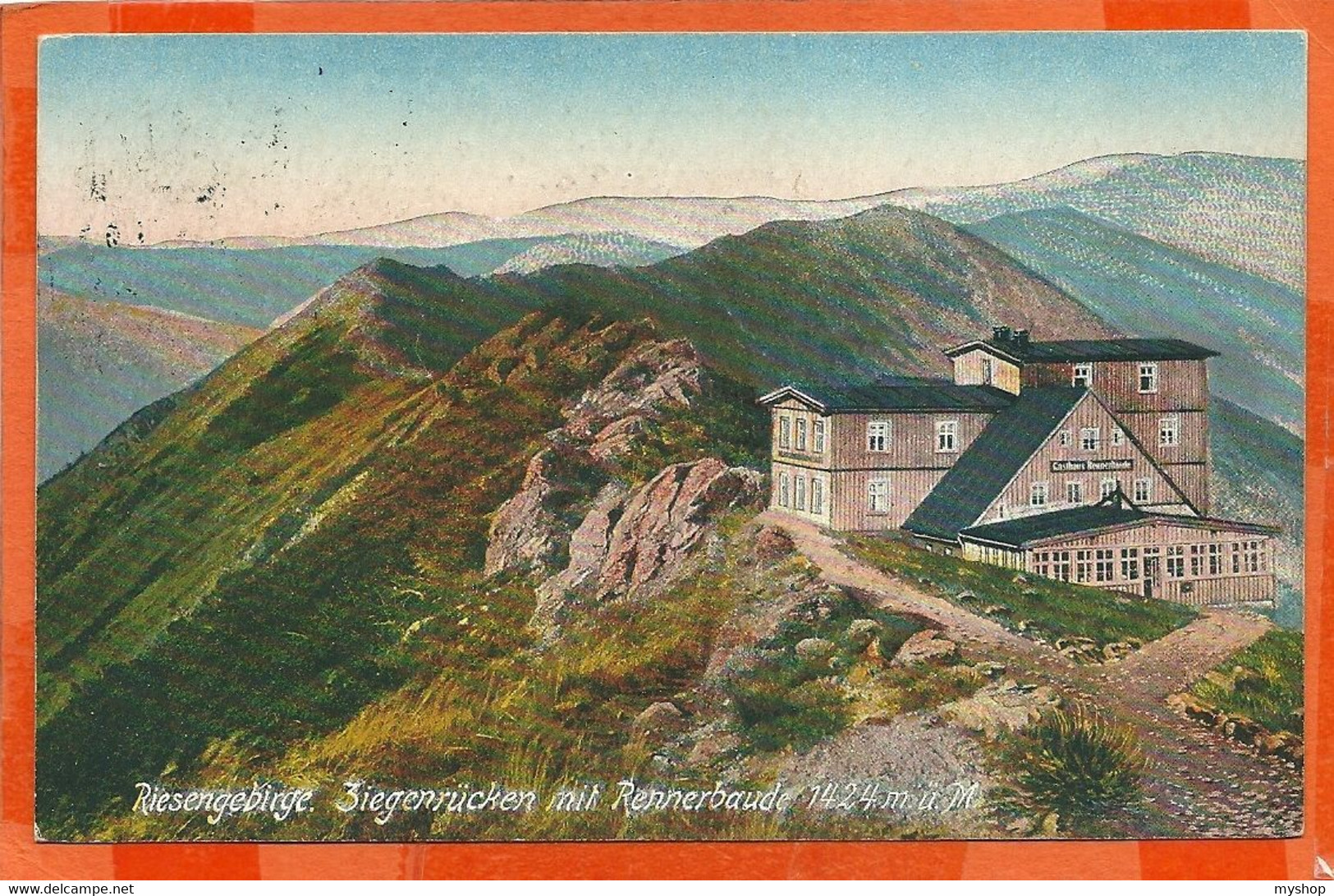 D020_RIESENGEBIRGE ZIEGENRÜCKEN Mit RENNERBAUDE, 1424 M.ü..M, SCHNEEKOPPE STEMPEL 1920 - Günzburg