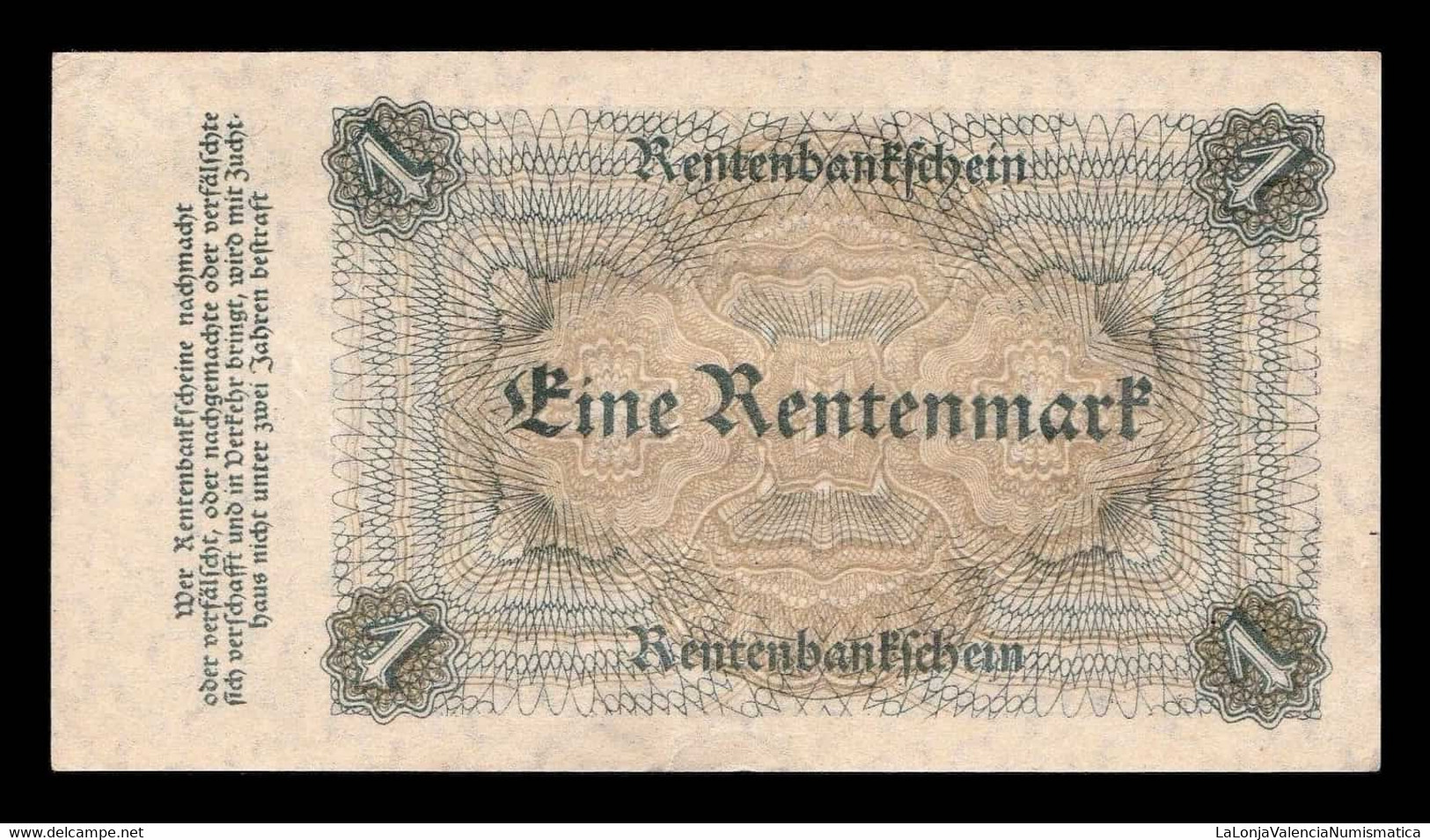 Alemania Germany 1 Rentenmark 1923 Pick 161 EBC XF - 1 Rentenmark
