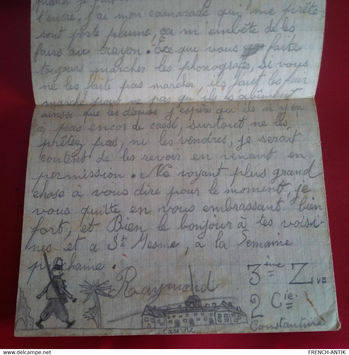 LETTRE AVEC COURRIER CONSTANTINE POUR ST MESME PAR DOURDAN 1938 CORRESPONDANCE MILITAIRE ZOUAVES - Briefe U. Dokumente