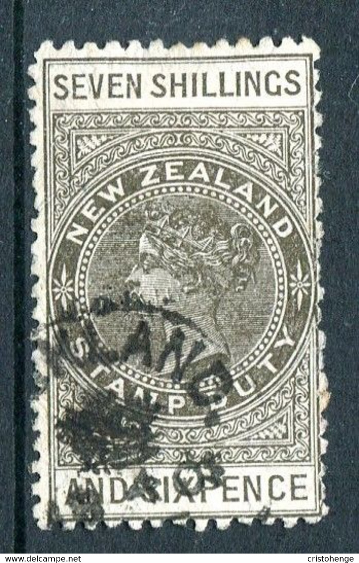 New Zealand 1882-1930 QV Longtype Fiscal Revenue - P.11 - Wmk. 7mm - 7/6 Bronze-grey Fiscally Used (SG F63) - Steuermarken/Dienstmarken