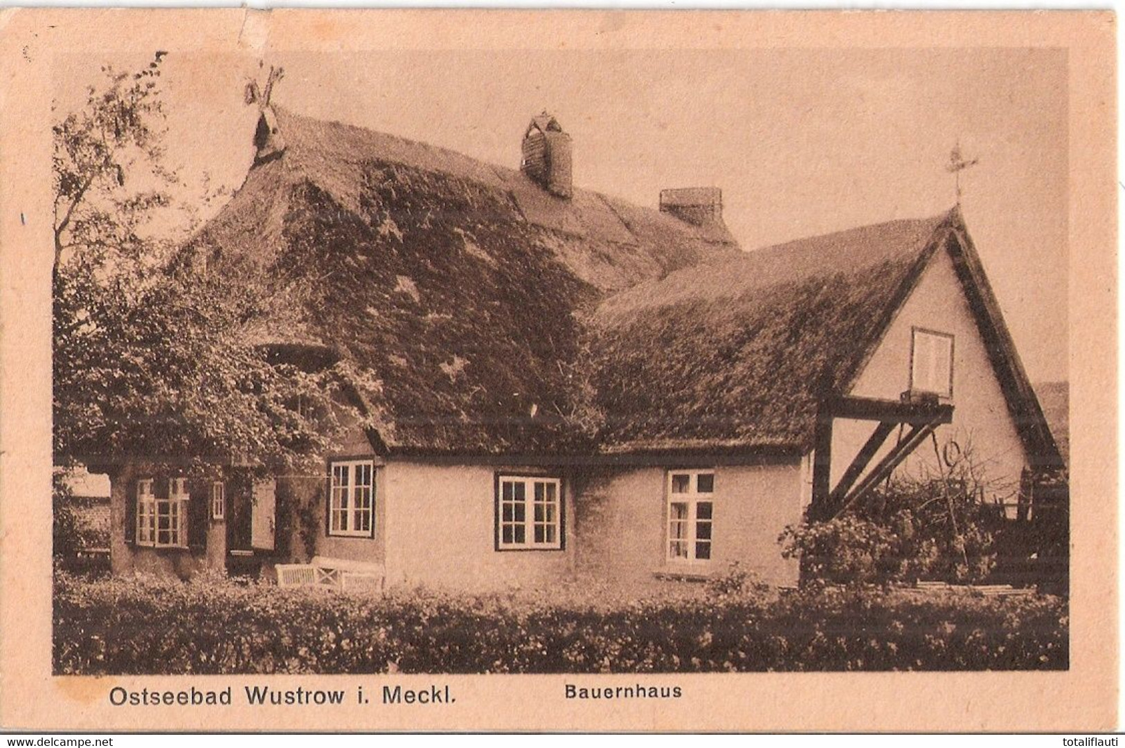 Ostseebad WUSTROW In Mecklenburg Bauernhaus Reetdach Sommer 1921 Ungelaufen - Fischland/Darss