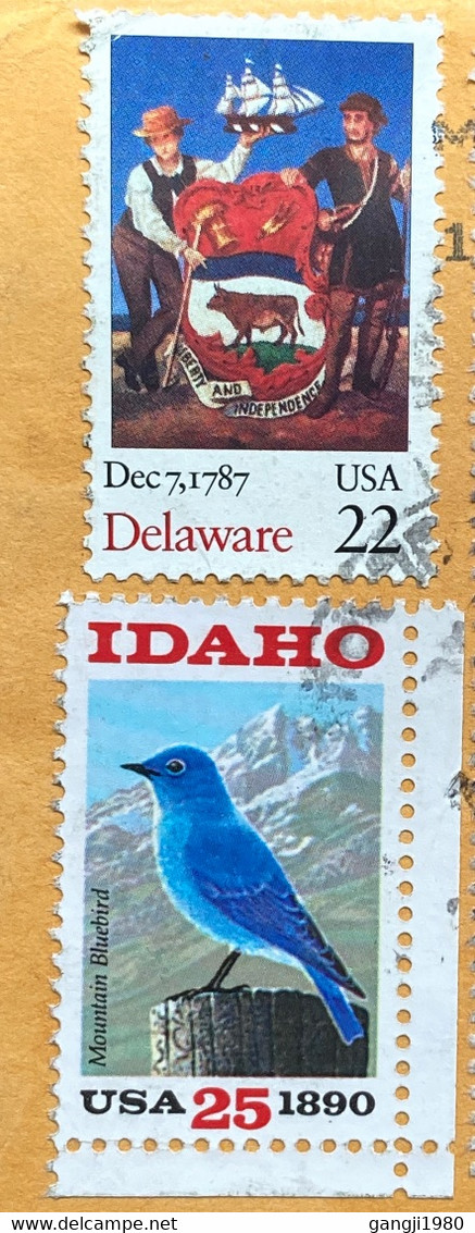 USA 2022, BUILDING,ARCHITECTURE,BIRD ,SHIP, BULL,COSTUME,CHRISTMAS,VACATION,CHILDREN ENJOY! 10 STAMPS USED COVER TO INDI - Cartas & Documentos