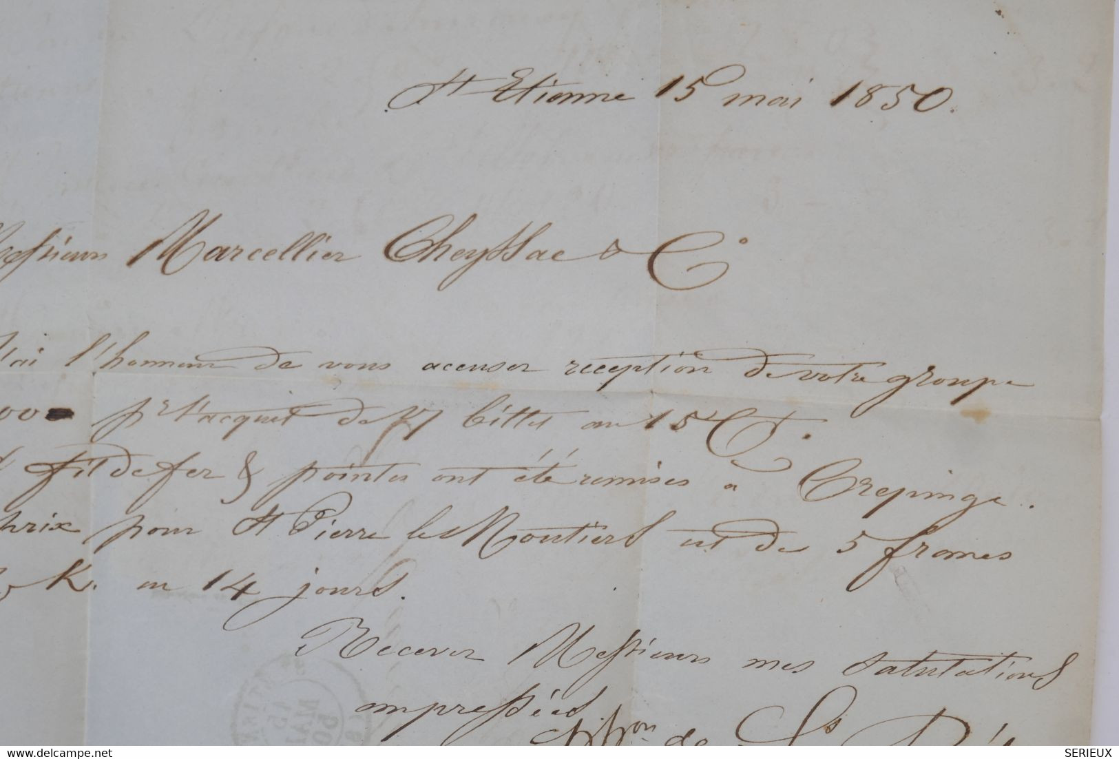 C FRANCE  BELLE LETTRE RRR 15 MAI 1850  ST ETIENNE A ST BONNET LE CHATEAU LOIRE  +CERES N° 3  BORD DE FEUILLE +++ - 1849-1850 Cérès