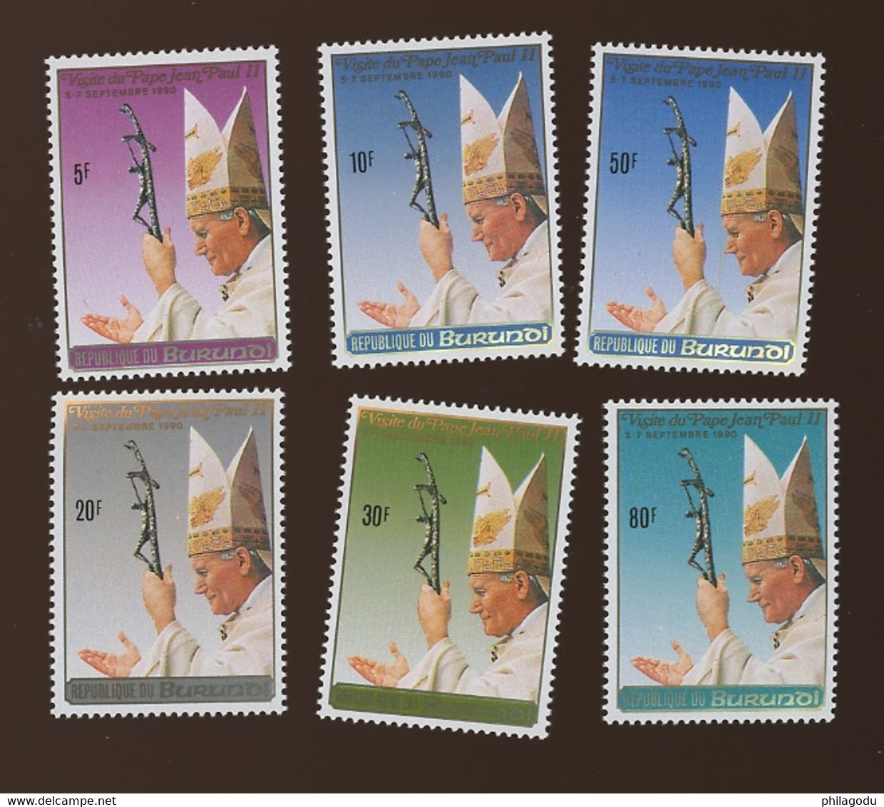 1991. Burundi   S.S. Pape JP.II.  Série Neuve COB. 966/971**. Postfrich - Unused Stamps
