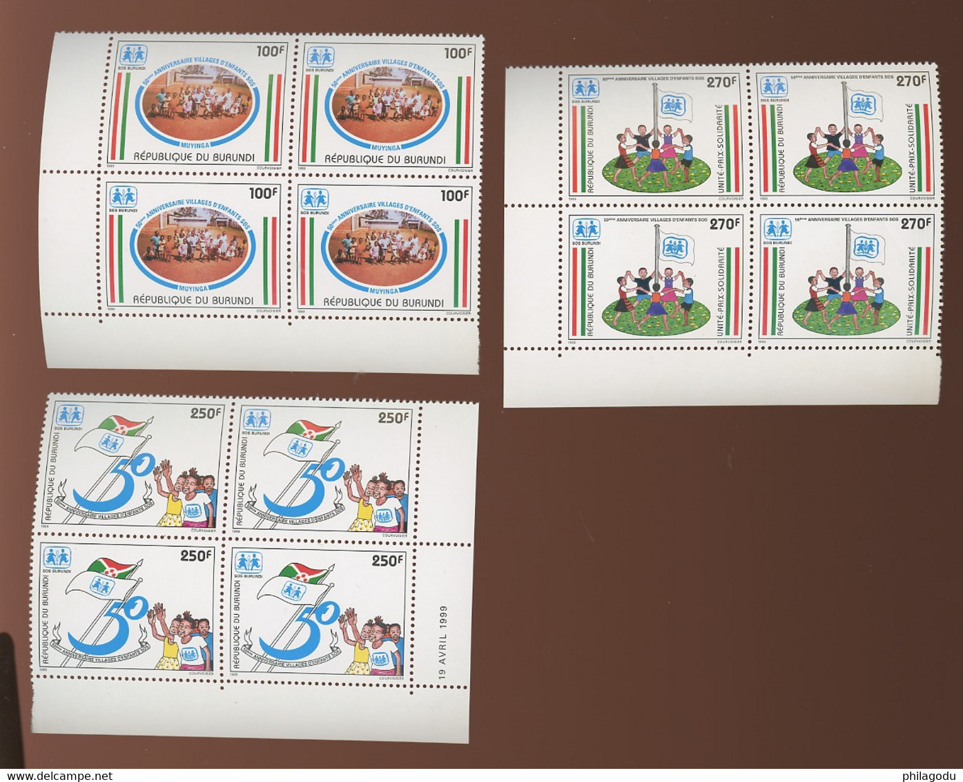 1998. Burundi   4x 1086-1088 **.  Mi.1841/43 **  Villages D'Enfants - Unused Stamps