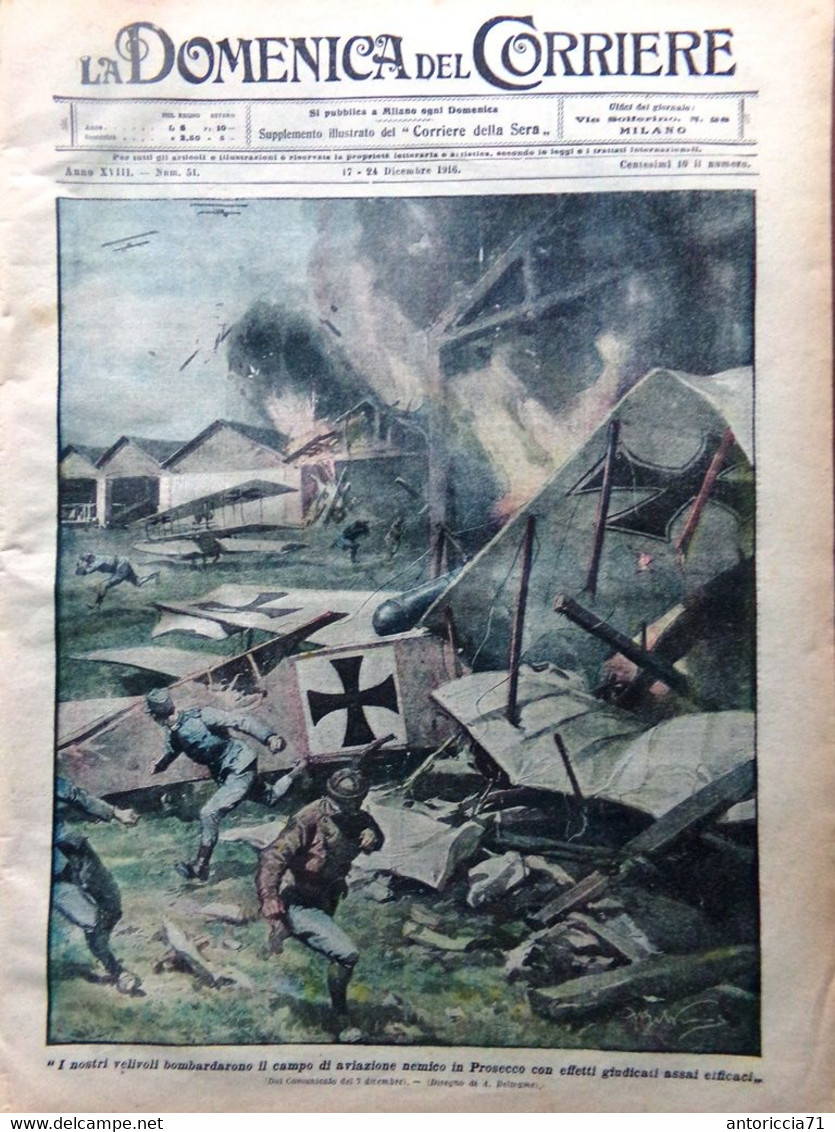 La Domenica Del Corriere 17 Dicembre 1916 WW1 Kultur Verhaeren Macedonia Serbi - Guerre 1914-18