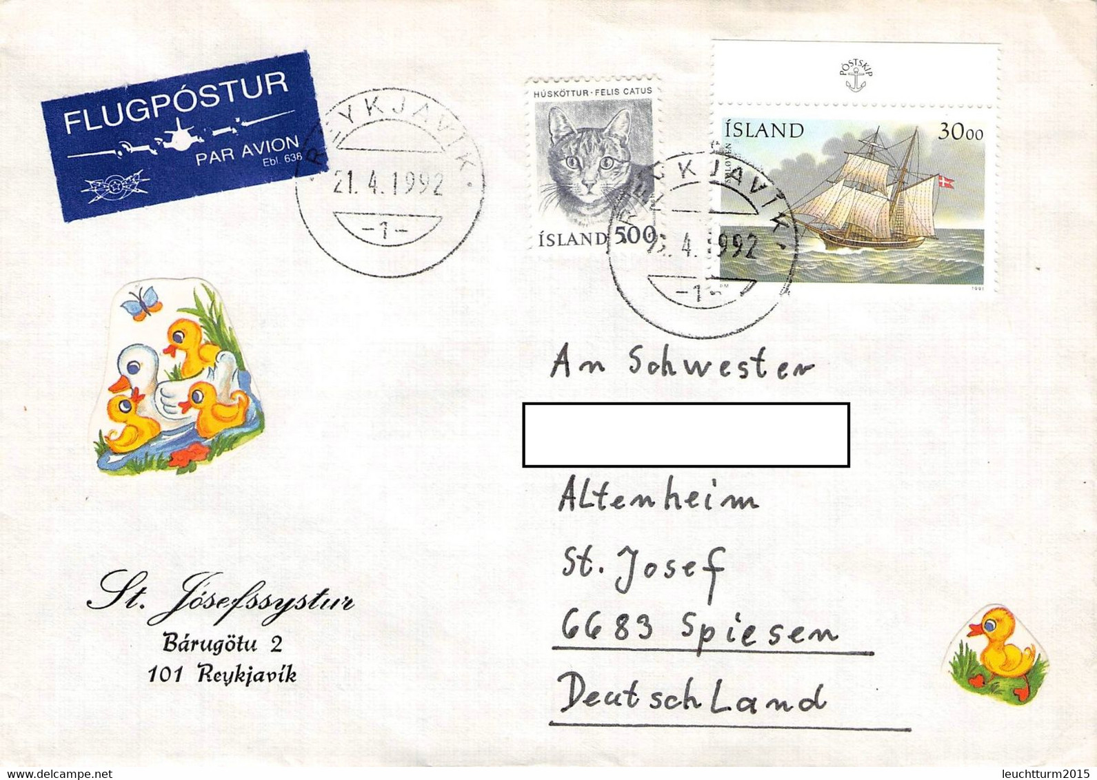 ICELAND - AIRMAIL 1992 > SPIESEN/DE / ZB 31 - Lettres & Documents