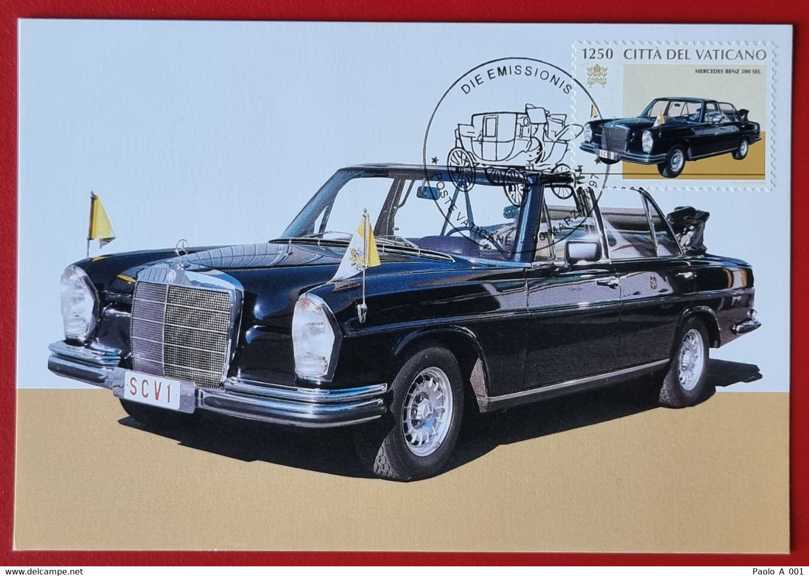 VATICANO VATIKAN VATICAN 1997 CAROZZE AUTO PONTIFICE POPE COACH CARS LIMOUSINE MAXIMUM-CARD MERCEDES BENZ 300 SE - Lettres & Documents