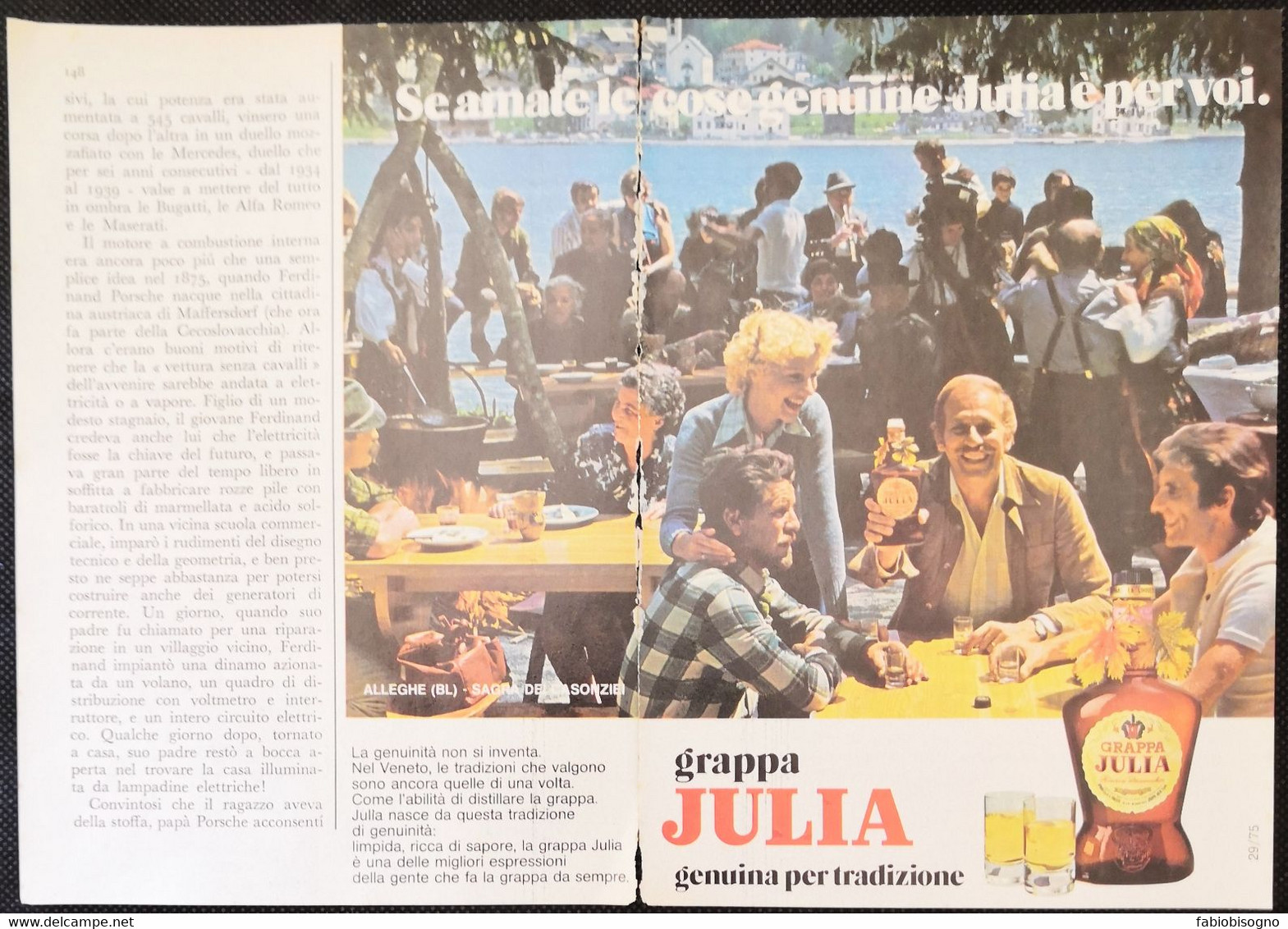 1975 - Grappa JULIA  ( Alleghe  Sagra Dei Casonziei )- 2 Pag. Pubblicità Cm. 13 X 18 - Spiritus