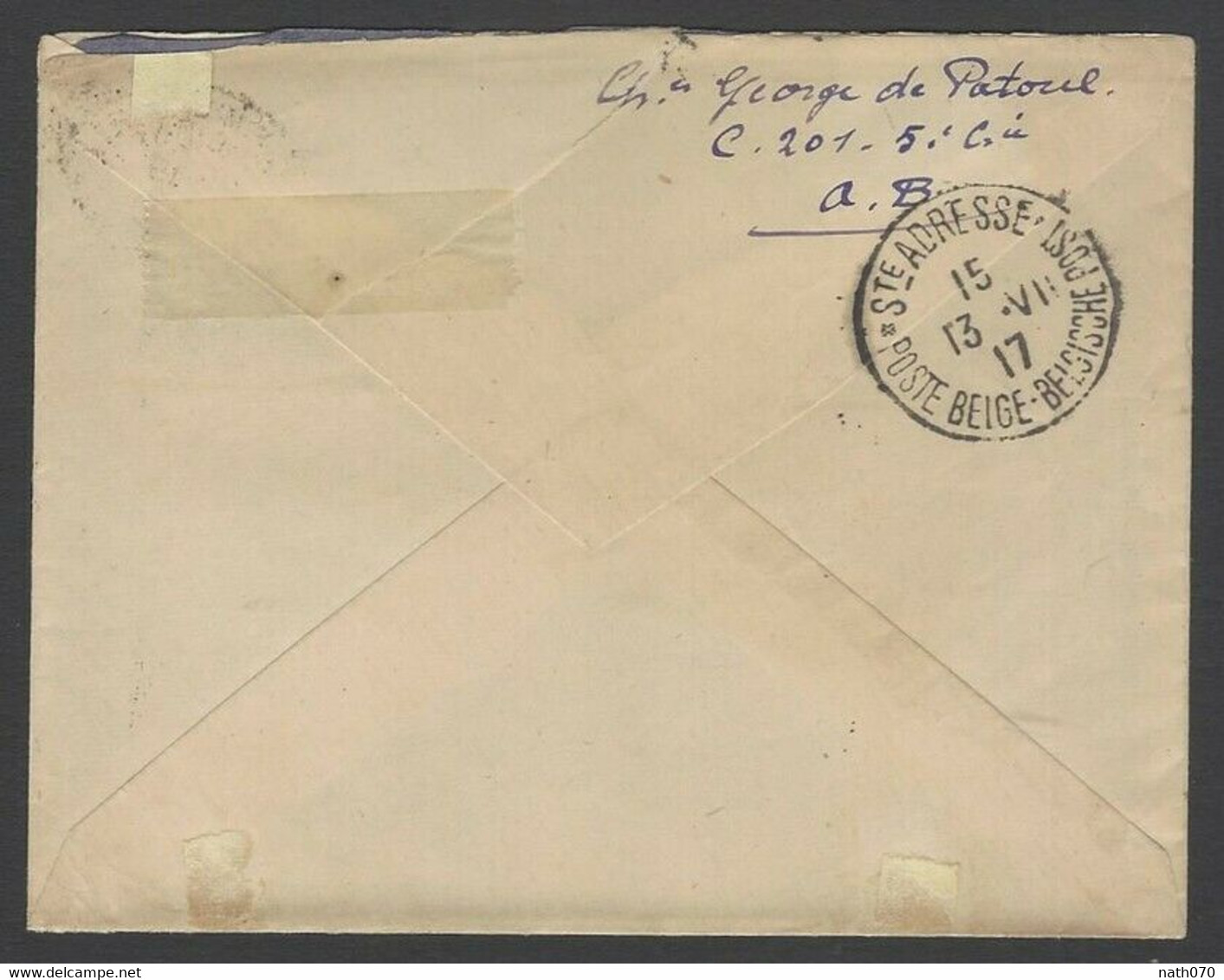 1917 Courrier SM à Attaché Ministre Industrie Et Travail Belgique à St Adresse Cover Ww1 Wk1 Cachet Armée Belge FM - Esercito Belga