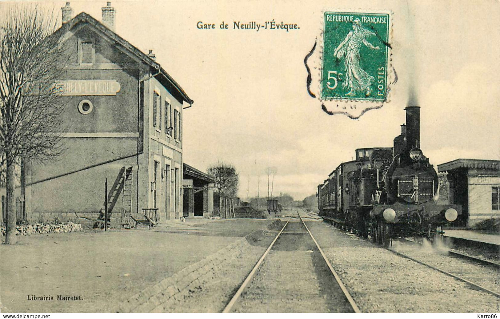 Neuilly L'évêque * La Gare * Locomotive Machine Train * Ligne Chemin De Fer Haute Marne - Neuilly L'Eveque