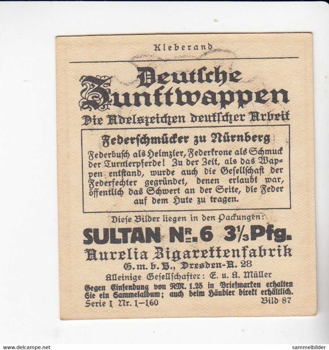 Aurelia Deutsche Zunftwappen Federschmücker   Zu Nürnberg  Bild # 87 Von 1935 - Sammlungen & Sammellose