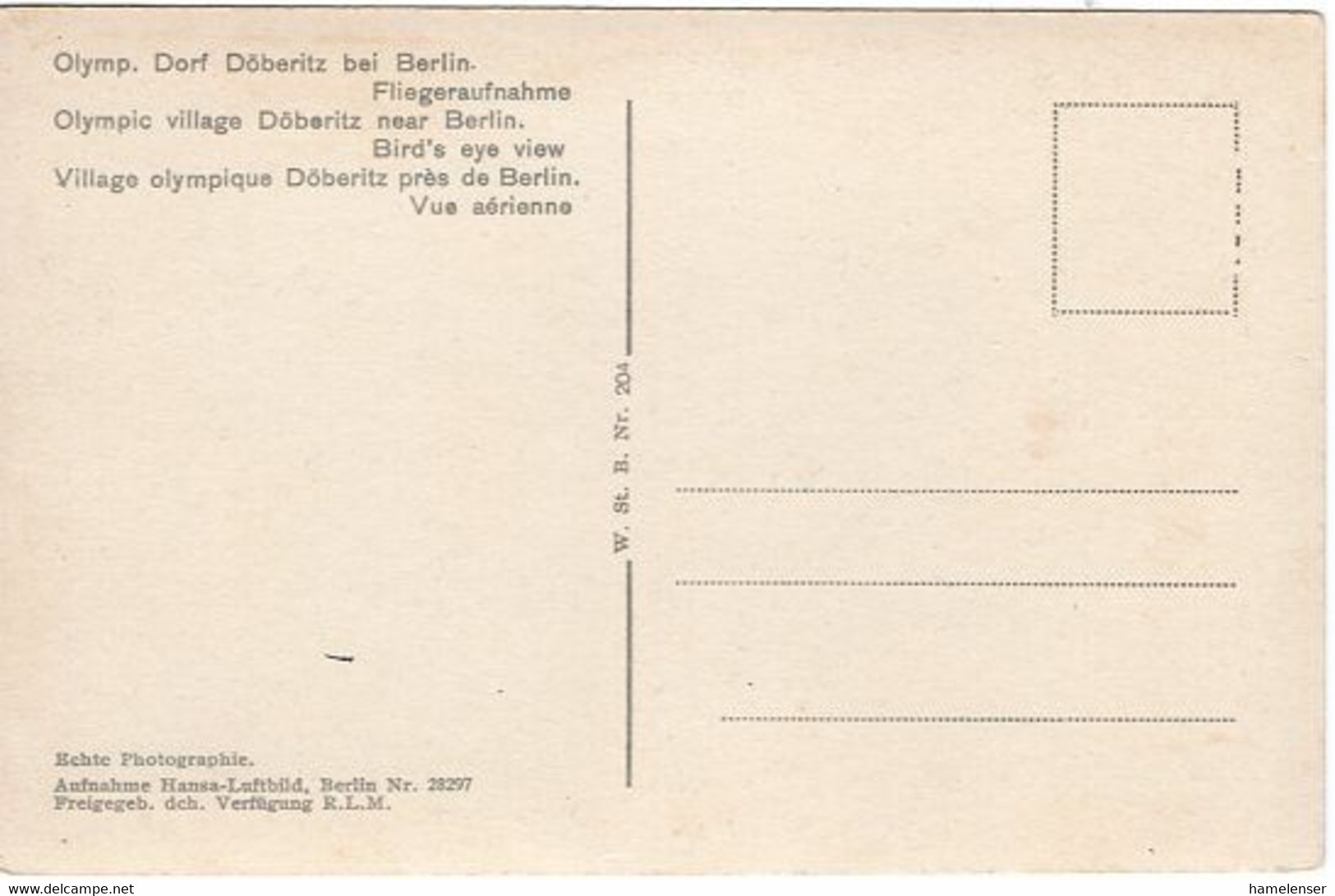 52783 - Deutsches Reich - 1936 - AnsKte "Olympisches Dorf", Ungebraucht - Juegos Olímpicos