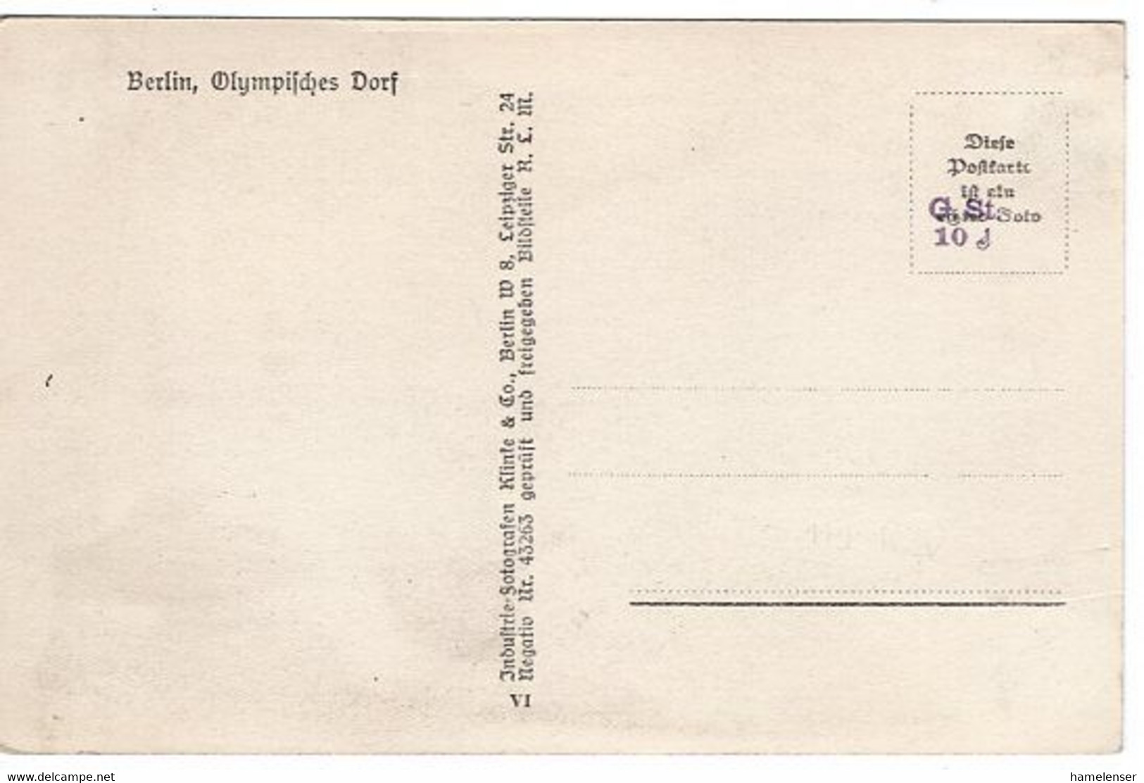 52788 - Deutsches Reich - 1936 - AnsKte "Olympisches Dorf", Ungebraucht - Olympische Spiele