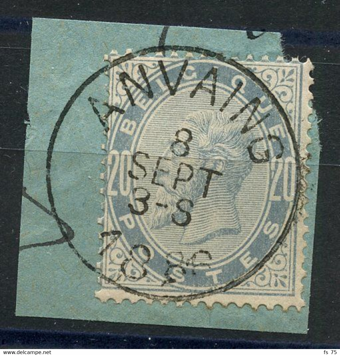 BELGIQUE - COB 39 SIMPLE CERCLE ANVAING SUR FRAGMENT - 1883 Leopold II.